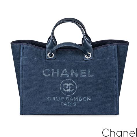 chanel blue tote bag|chanel tote deauville.